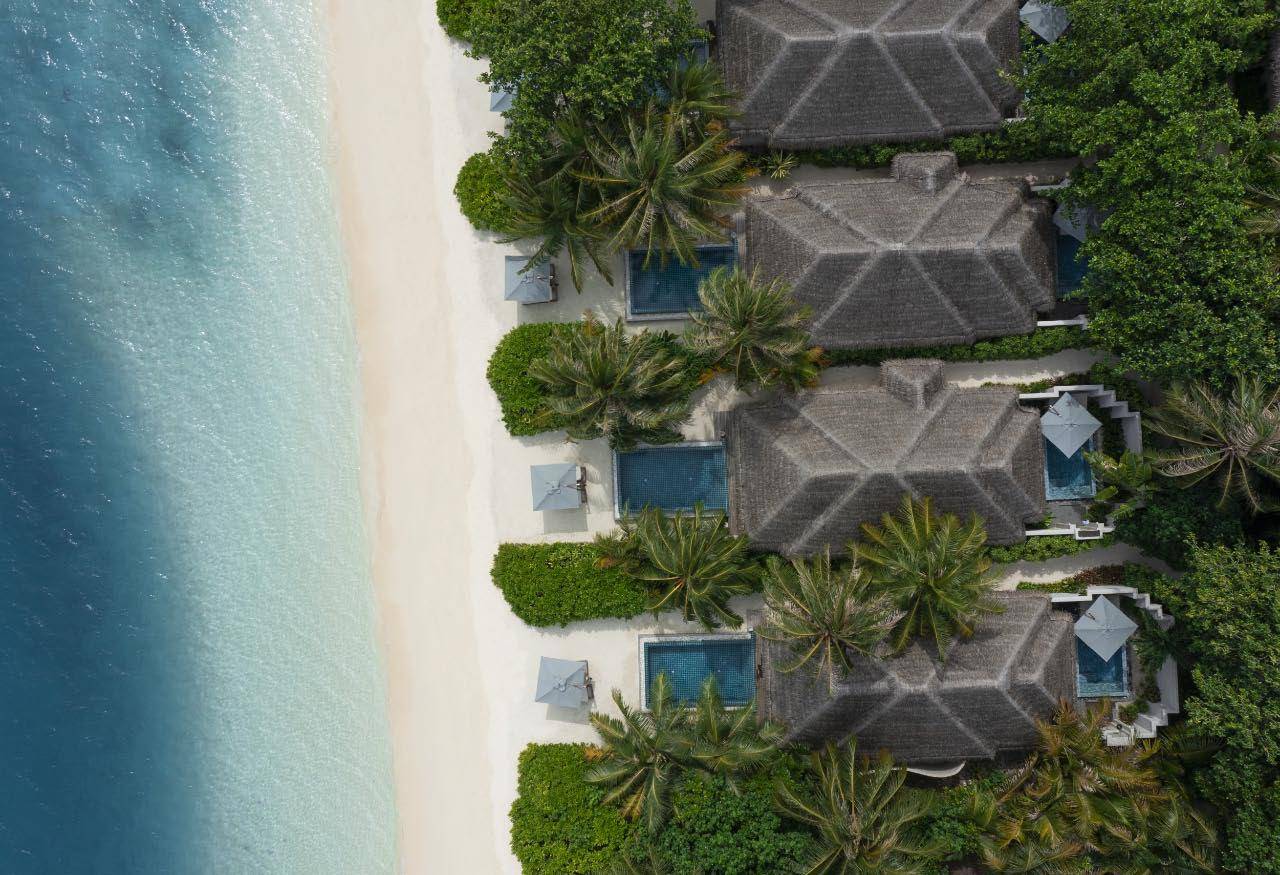 Deluxe Beach Bungalow with Pool, Drohnenaufnahme, Huvafen Fushi Maldives